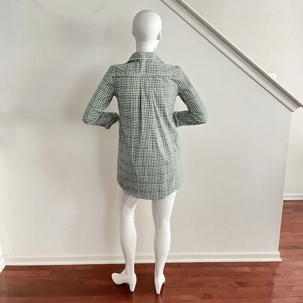 Tory Burch Mirelli Pajama Sleep Shirt Green White S